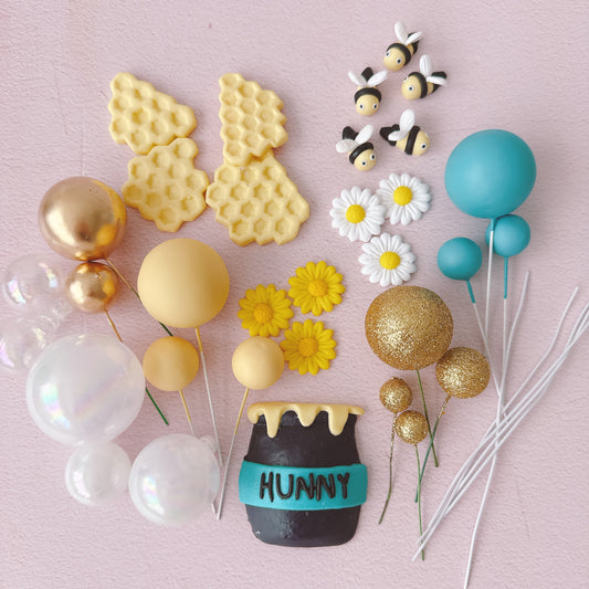 Honey Bee Cake Topper Decoration Set - 30 Pieces