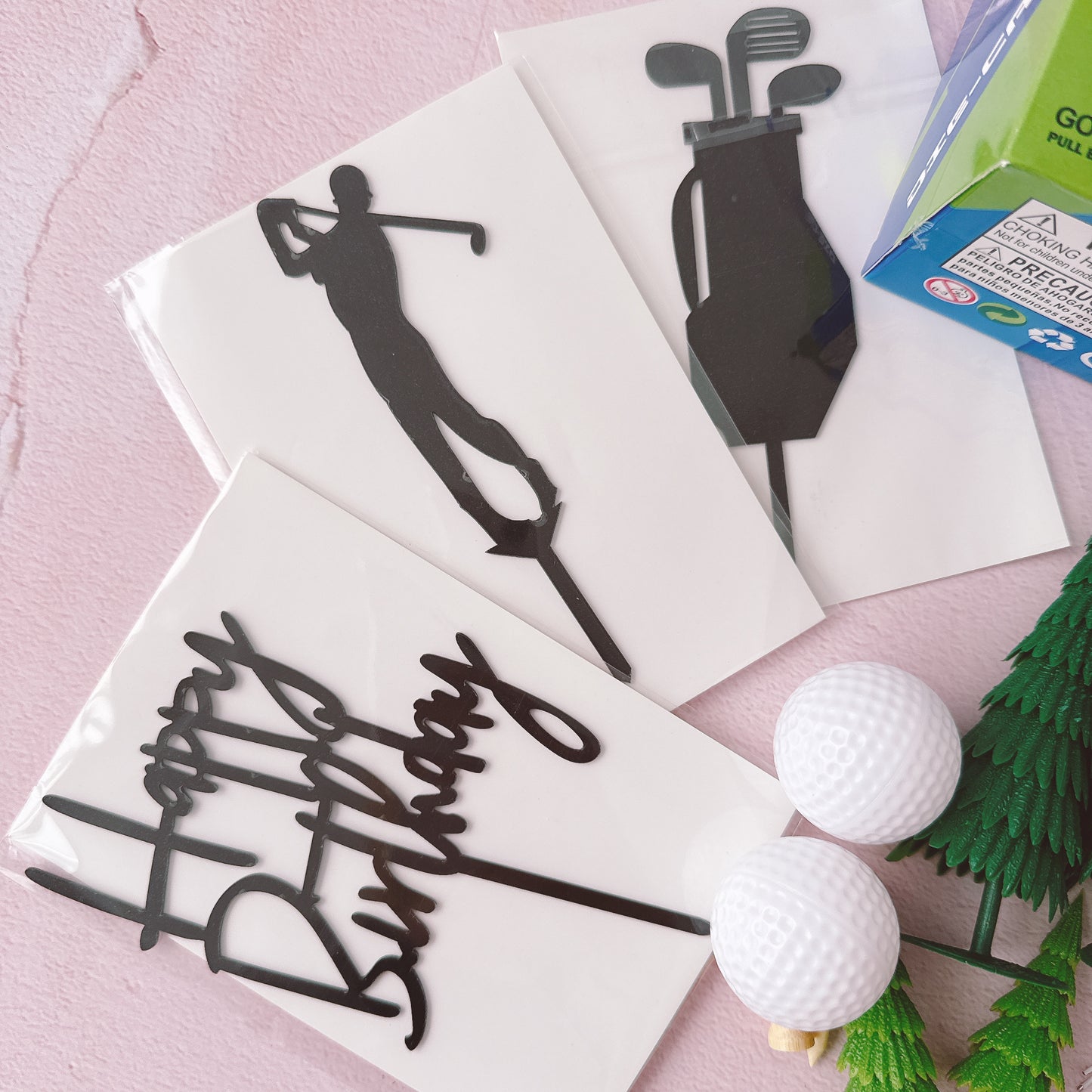 Golf Cart Cake Topper Decorations Set - 33 Pieces