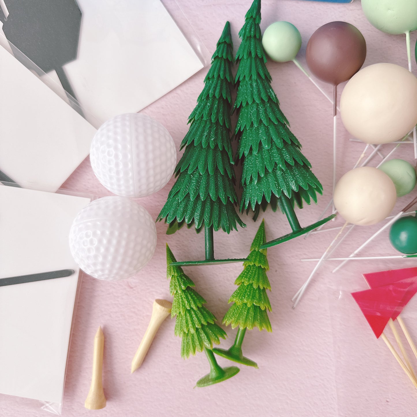 Golf Cart Cake Topper Decorations Set - 33 Pieces