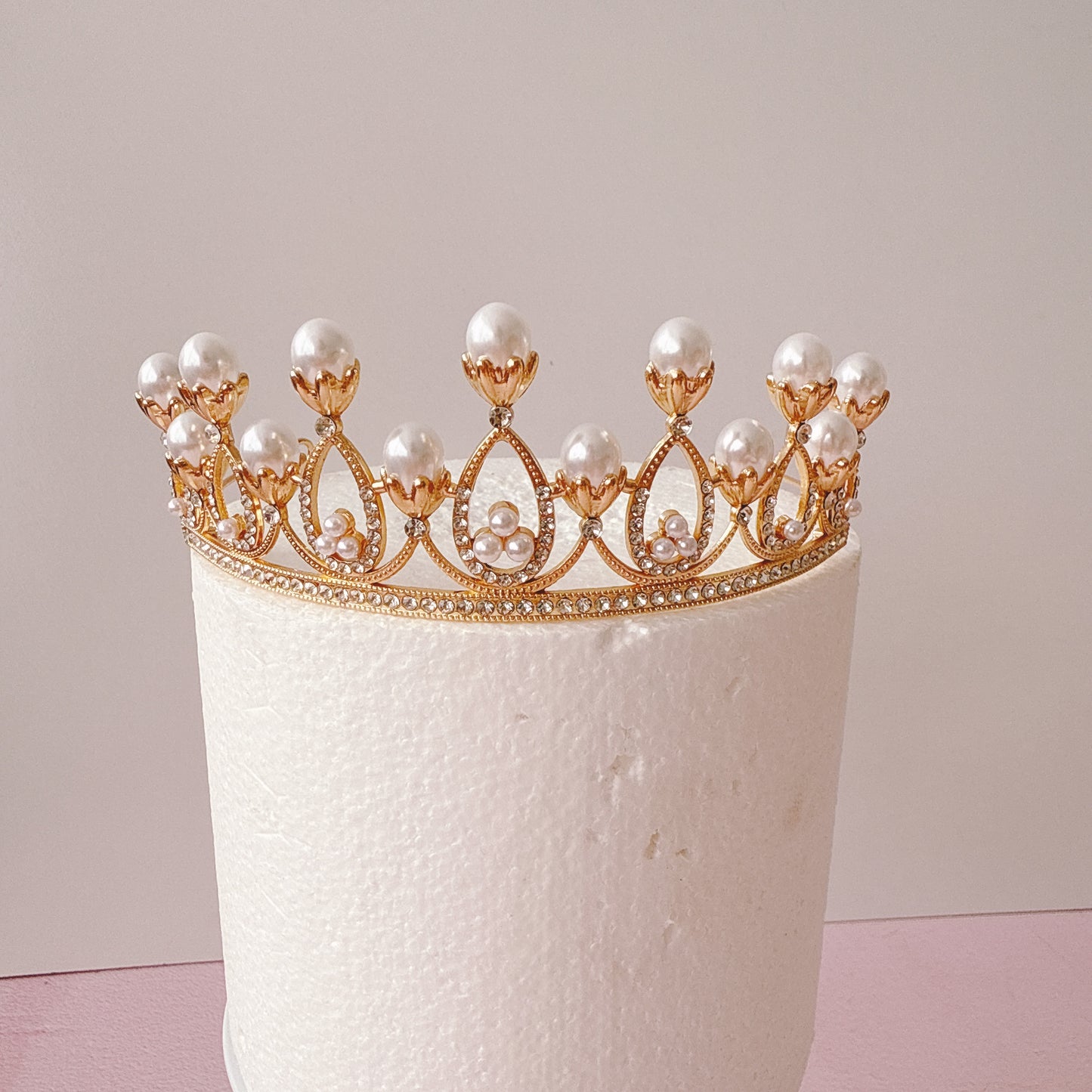 Pearl and Diamante Crown Tiara Cake Topper