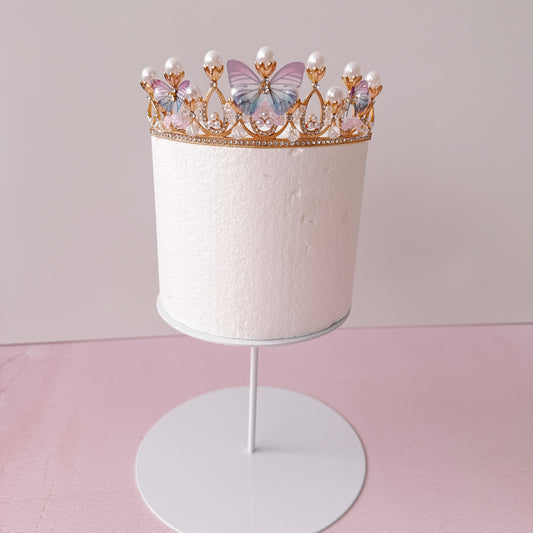 Pearl, Diamante and Butterflies Crown Tiara Cake Topper