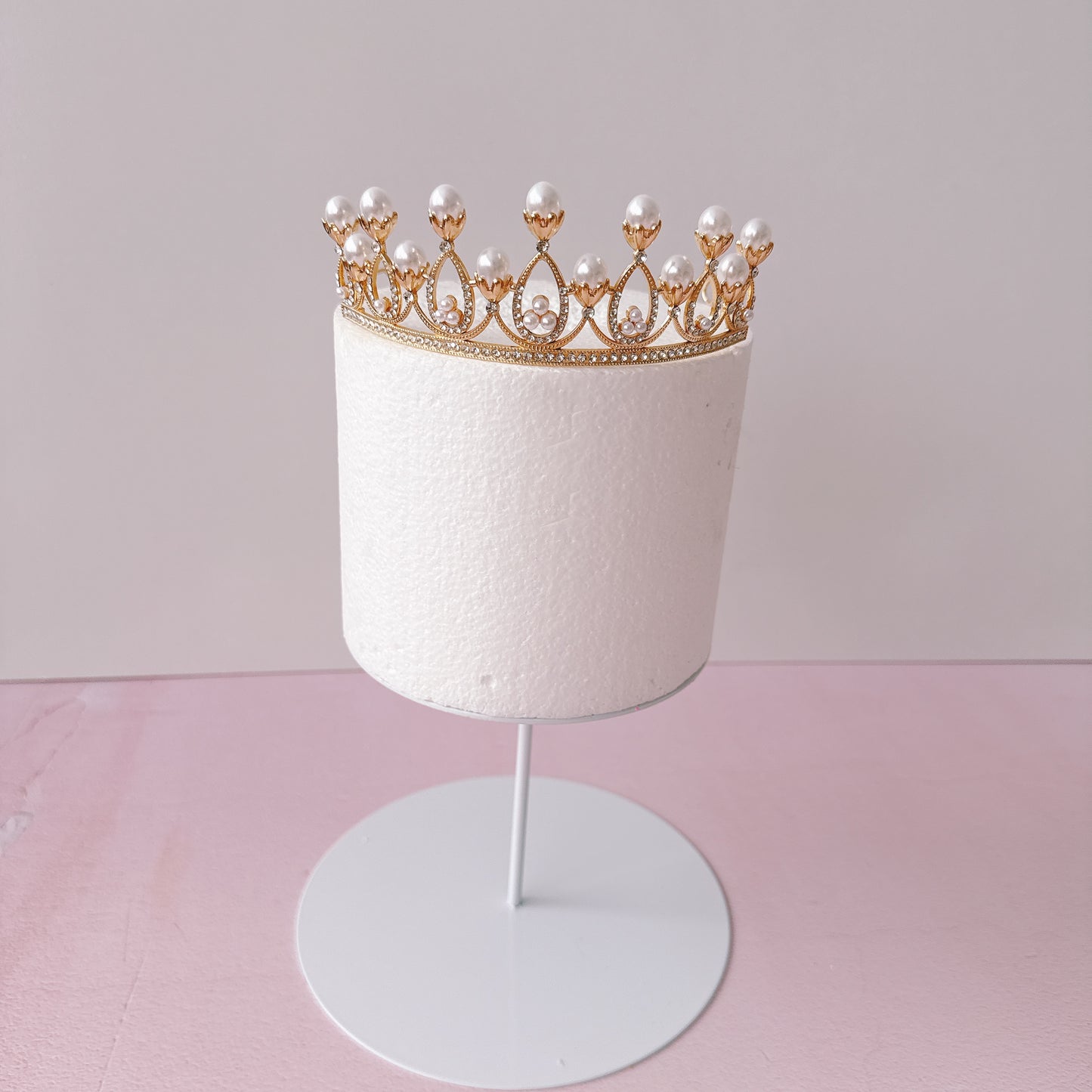 Pearl and Diamante Crown Tiara Cake Topper