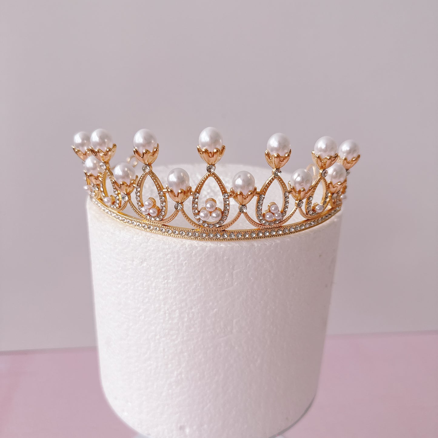 Pearl and Diamante Crown Tiara Cake Topper