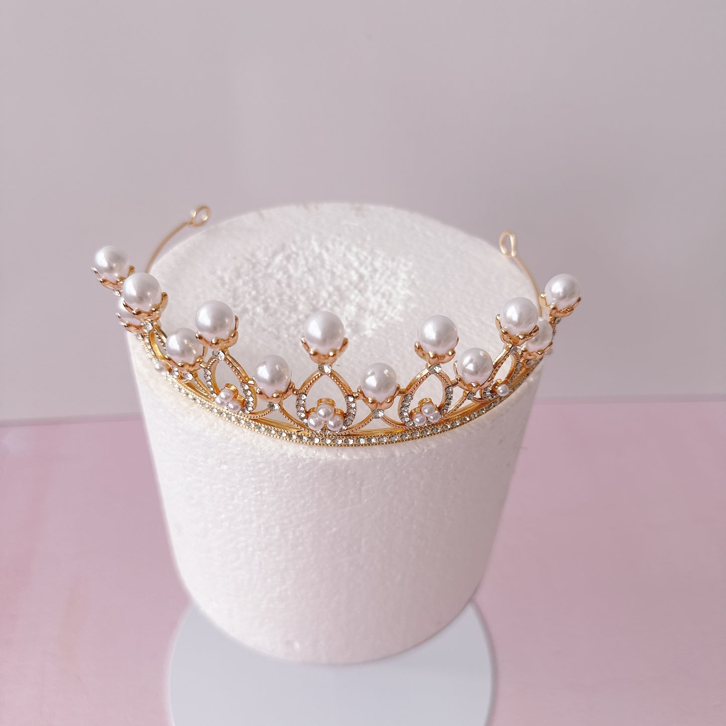 Pearl and Diamante Crown Tiara Cake Topper