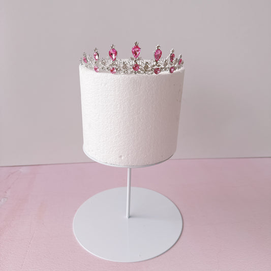 Pink and Silver Diamante Crown Tiara Cake Topper