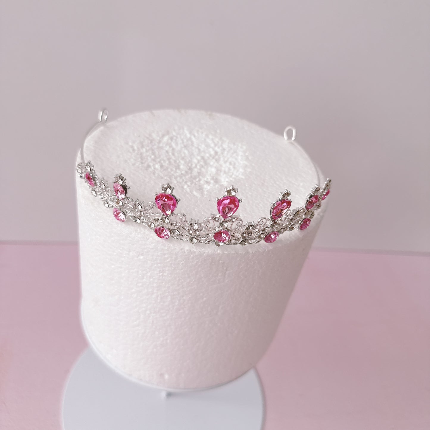 Pink and Silver Diamante Crown Tiara Cake Topper