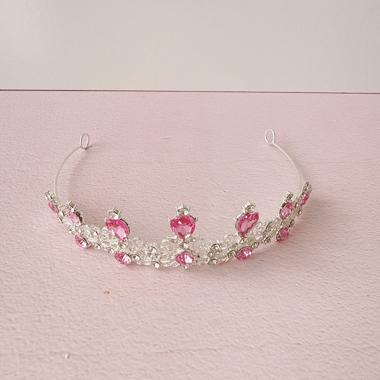 Pink and Silver Diamante Crown Tiara Cake Topper