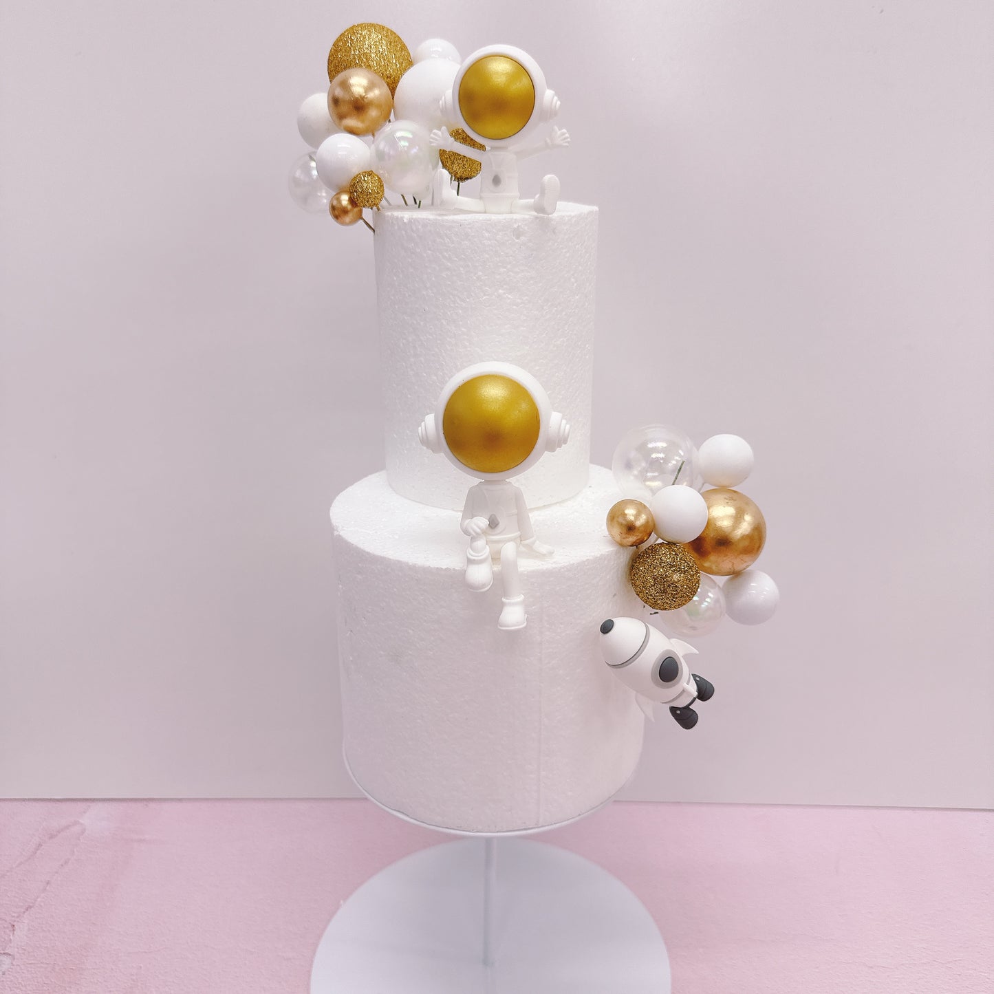 Spacemen Cake Topper Decorations Gold Set - 24 Pieces