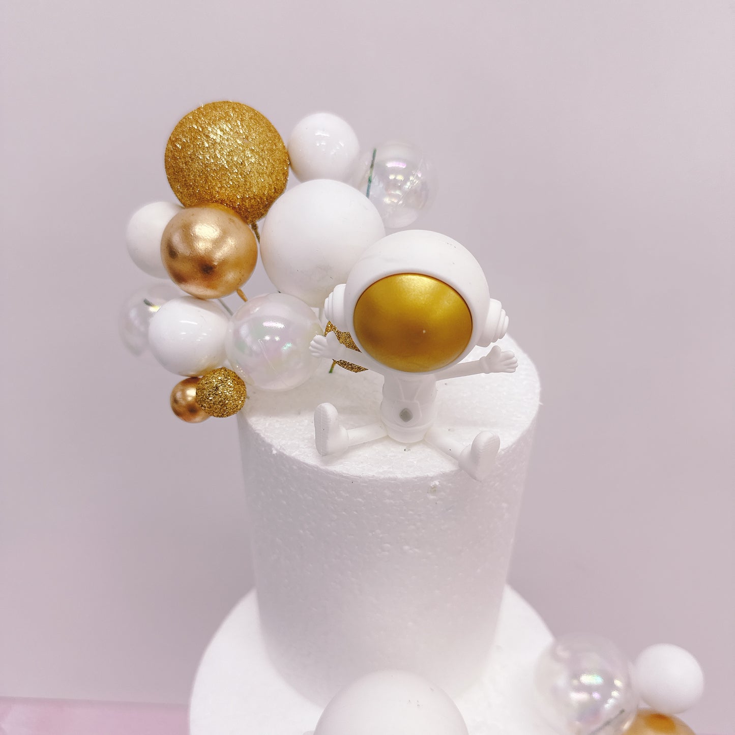 Spacemen Cake Topper Decorations Gold Set - 24 Pieces