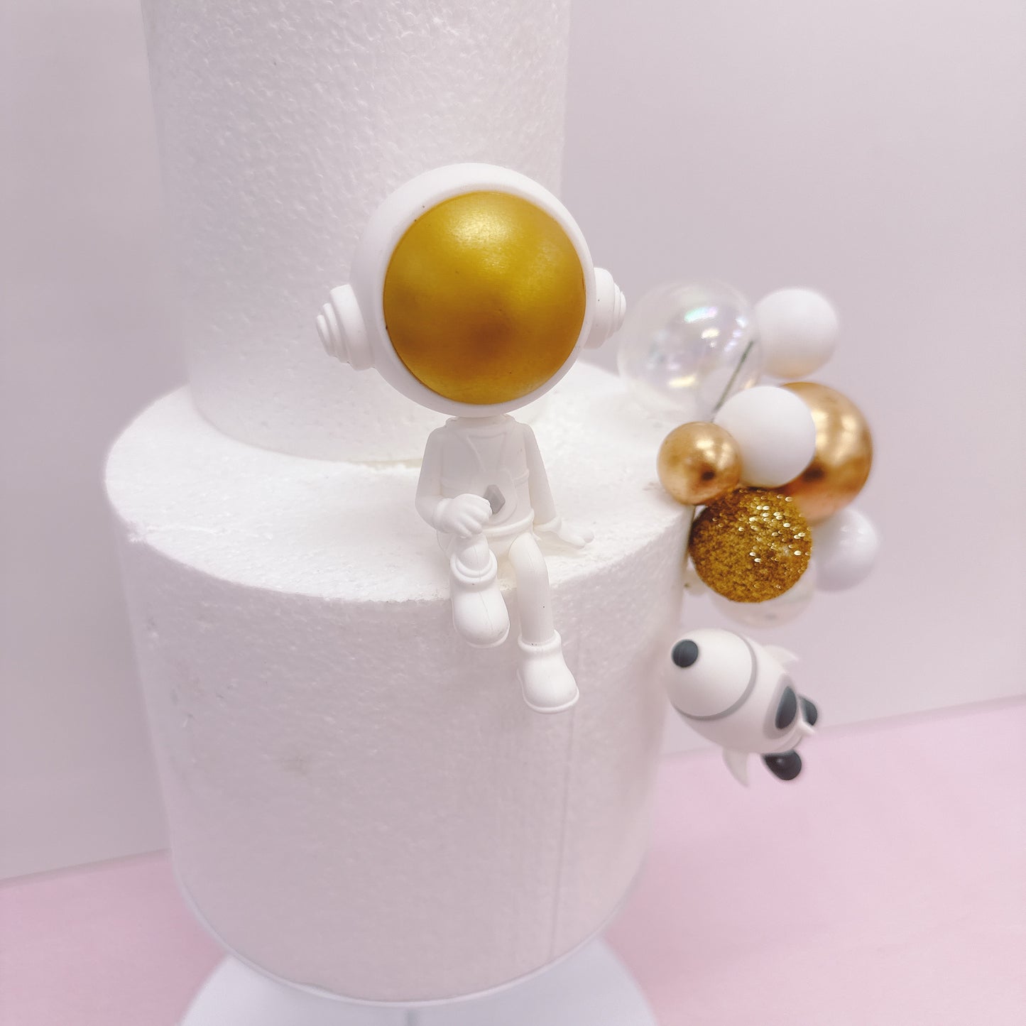 Spacemen Cake Topper Decorations Gold Set - 24 Pieces