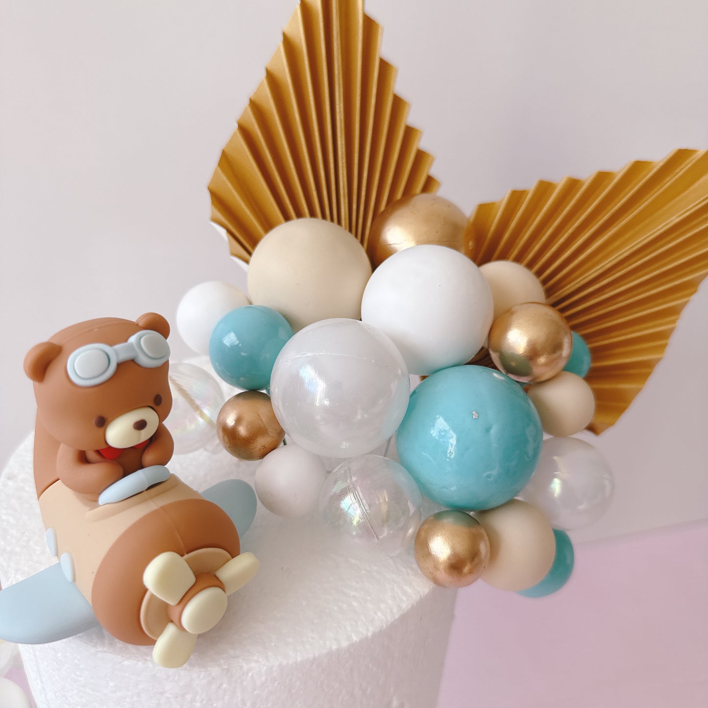 Airplane Teddy Bear Cake Topper Decorations Set - 33 Pieces