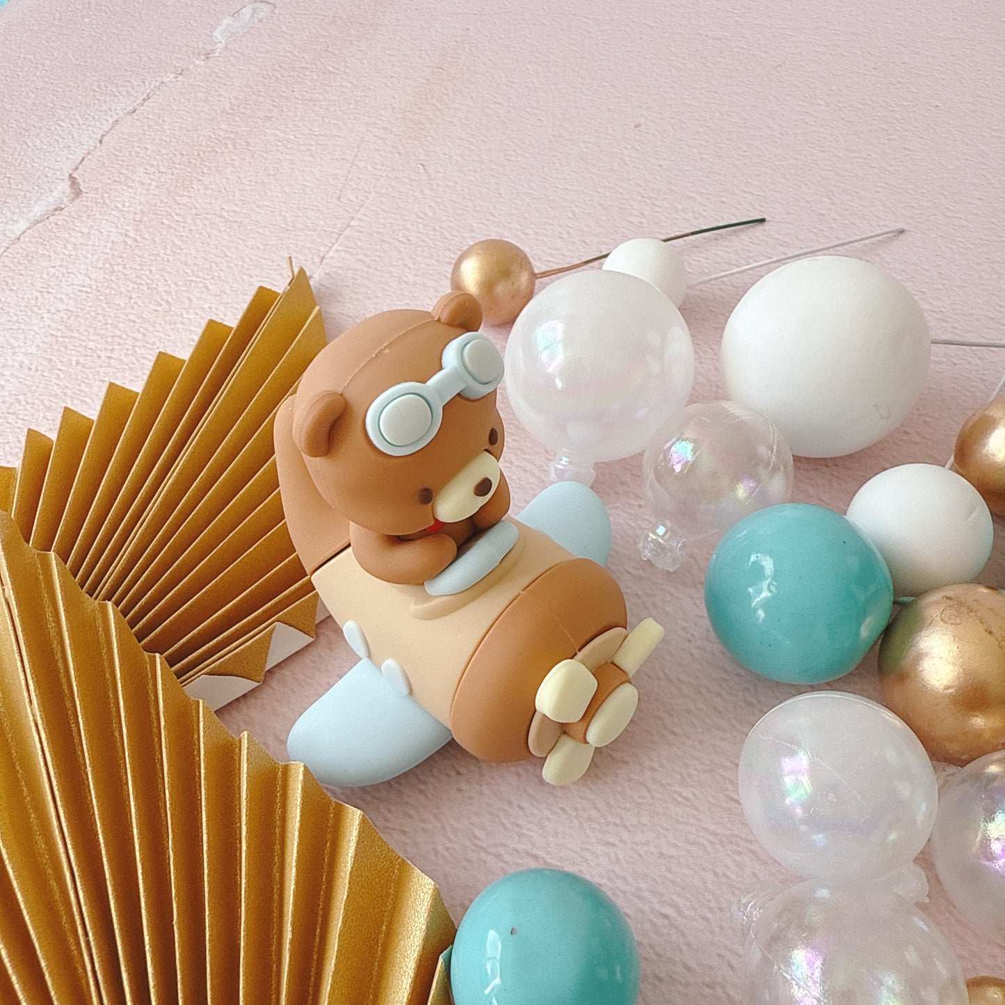 Airplane Teddy Bear Cake Topper Decorations Set - 33 Pieces