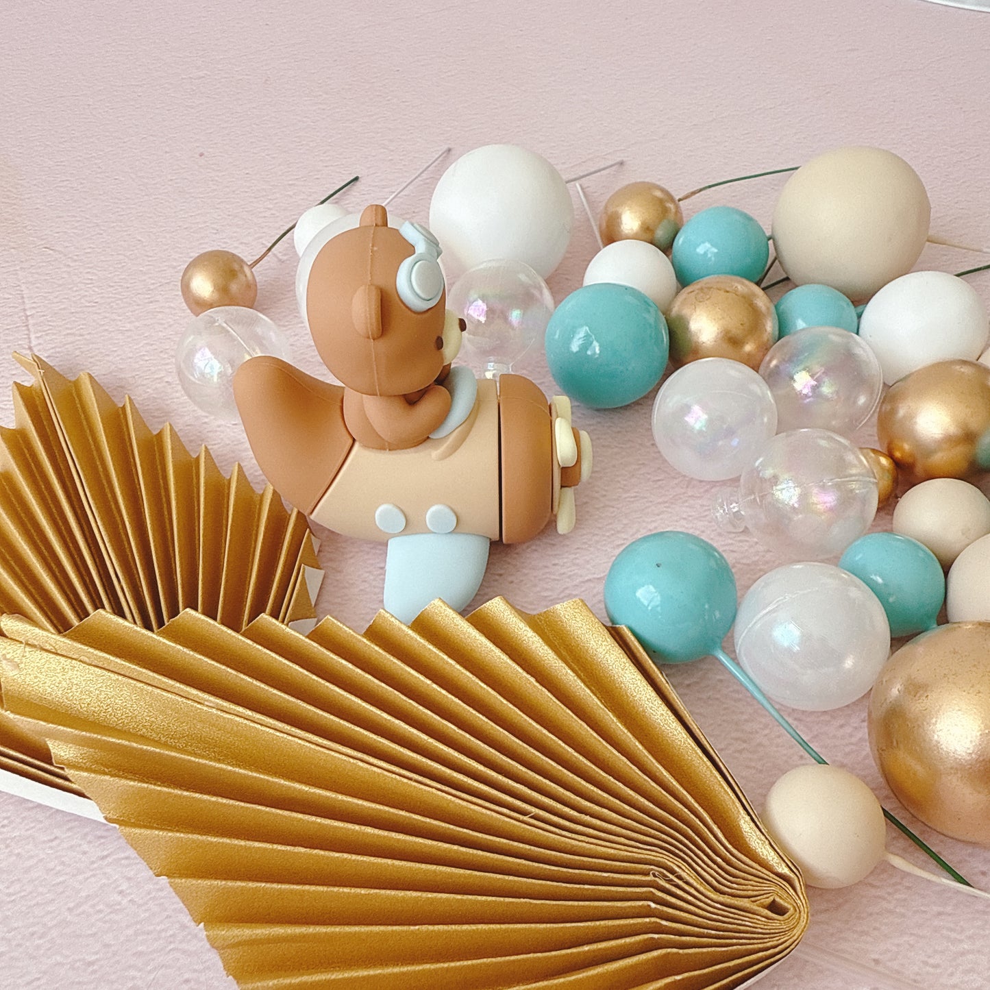 Airplane Teddy Bear Cake Topper Decorations Set - 33 Pieces