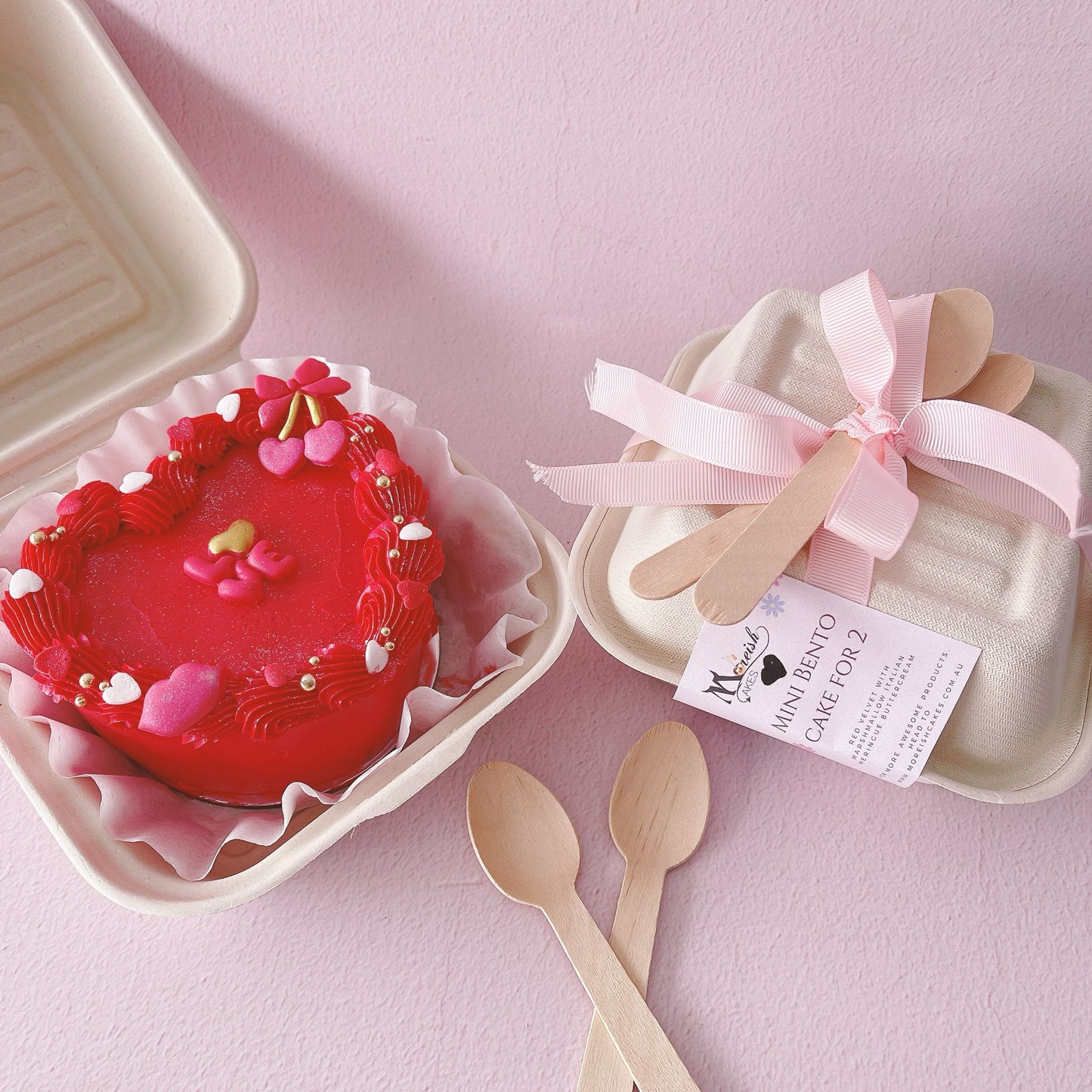 Valentines Mini Bento Red Heart Cake for 2 - Red Velvet