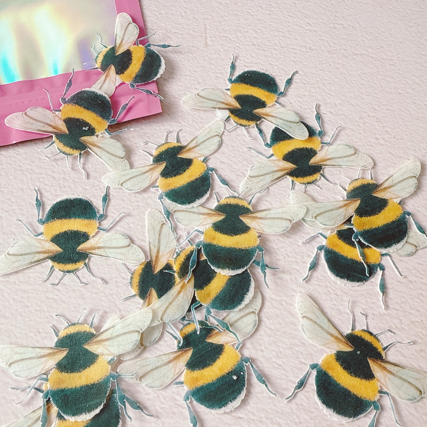 Edible Wafer Paper Bumble Bees - Precut packs of 15 - Large