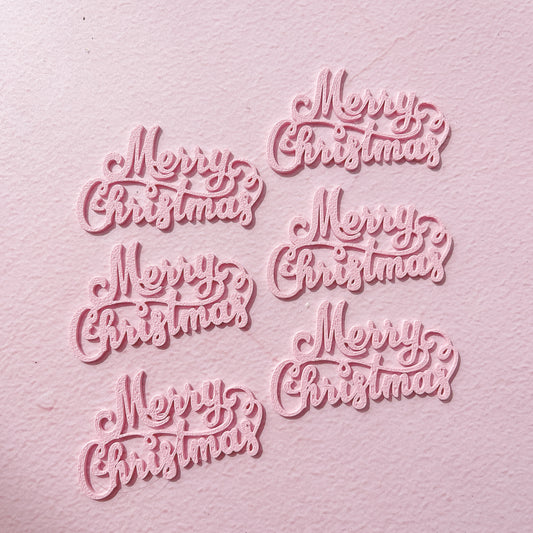 Merry Christmas Cupcake Toppers - Pastel Pink  - 5.5cm - Pack of 6