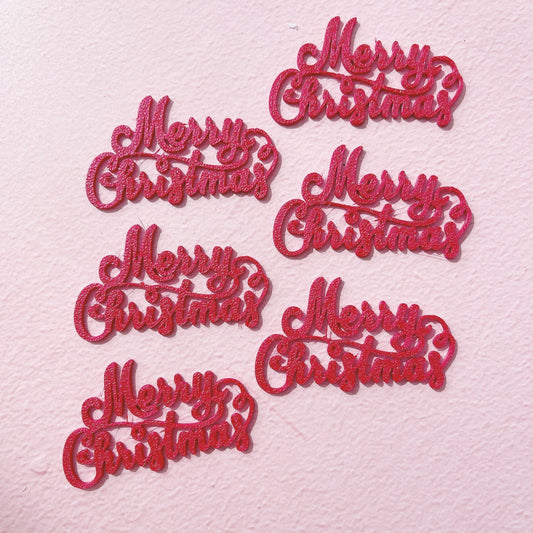 Merry Christmas Cupcake Toppers - Red  - 5.5cm - Pack of 6