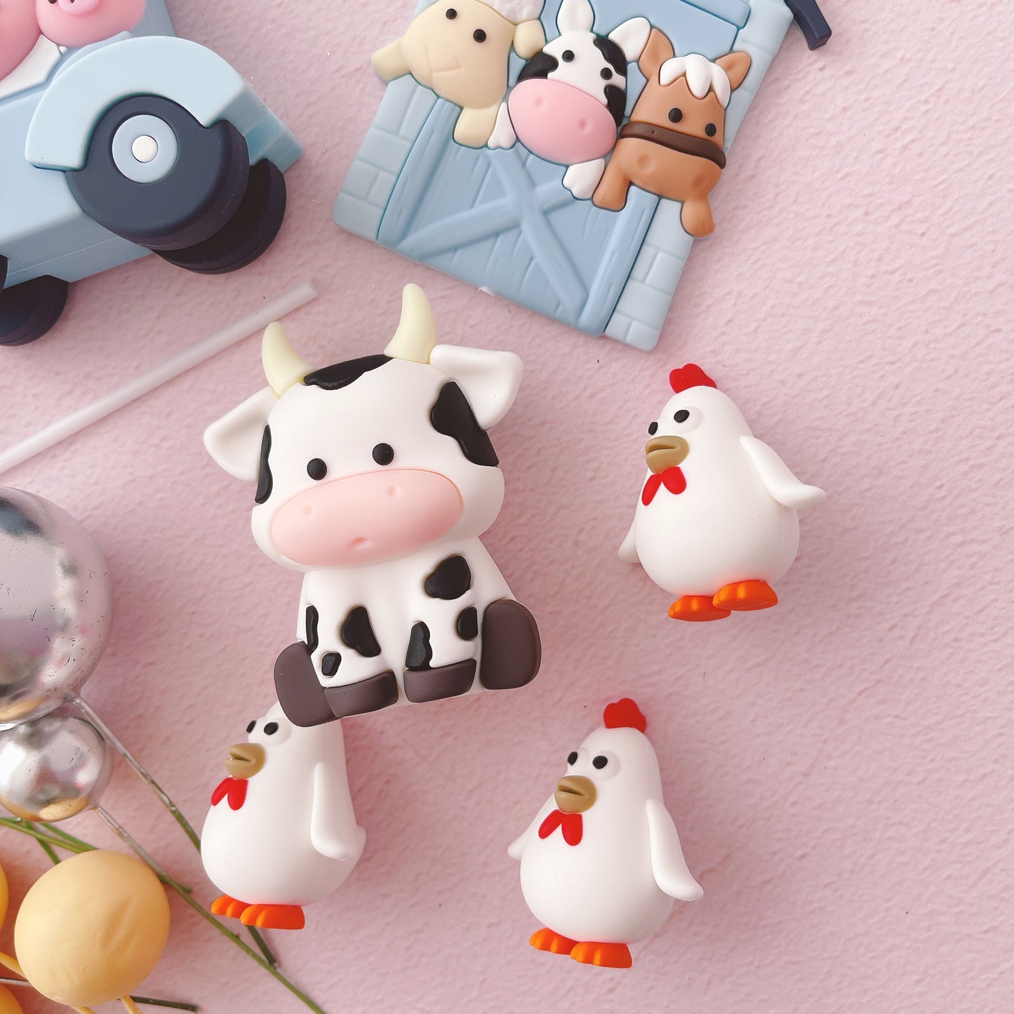 Cute Farm Animal Cake Topper Decorations - 18 Pieces