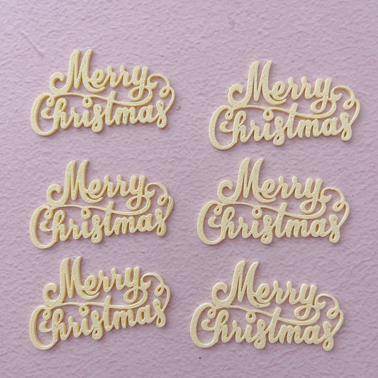 Merry Christmas Cupcake Toppers - Pastel Yellow - 5.5cm - Pack of 6