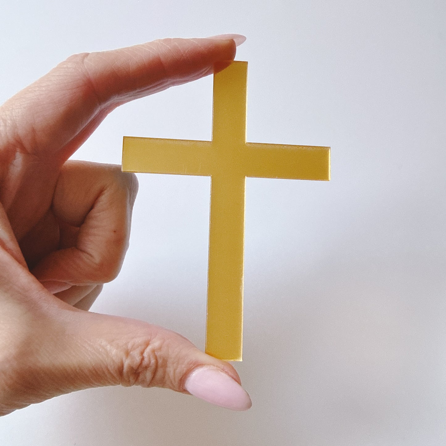 Acrylic Cross Fropper Gold Thick 7cm x 10cm