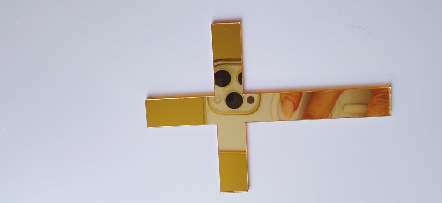 Acrylic Cross Fropper Gold Thick 7cm x 10cm