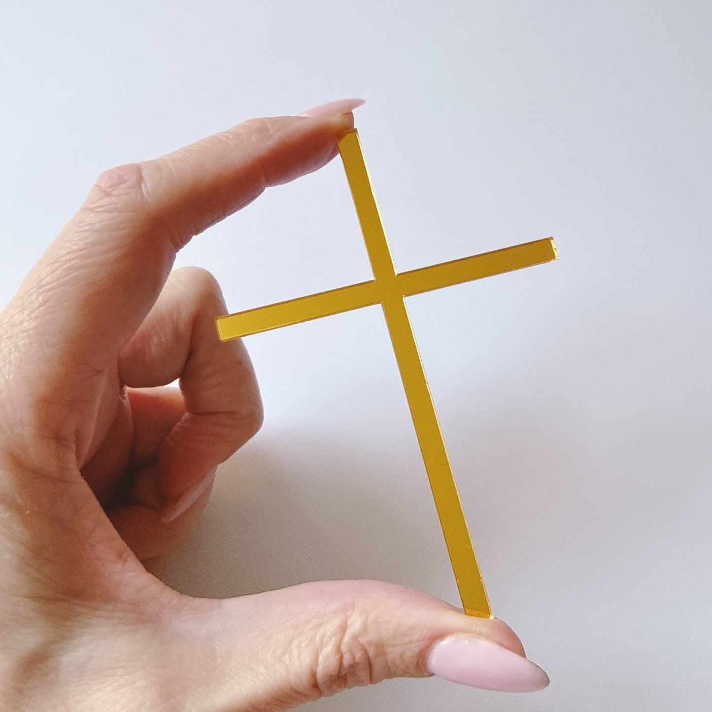 Acrylic Cross Fropper Gold Thin 7cm x 10cm