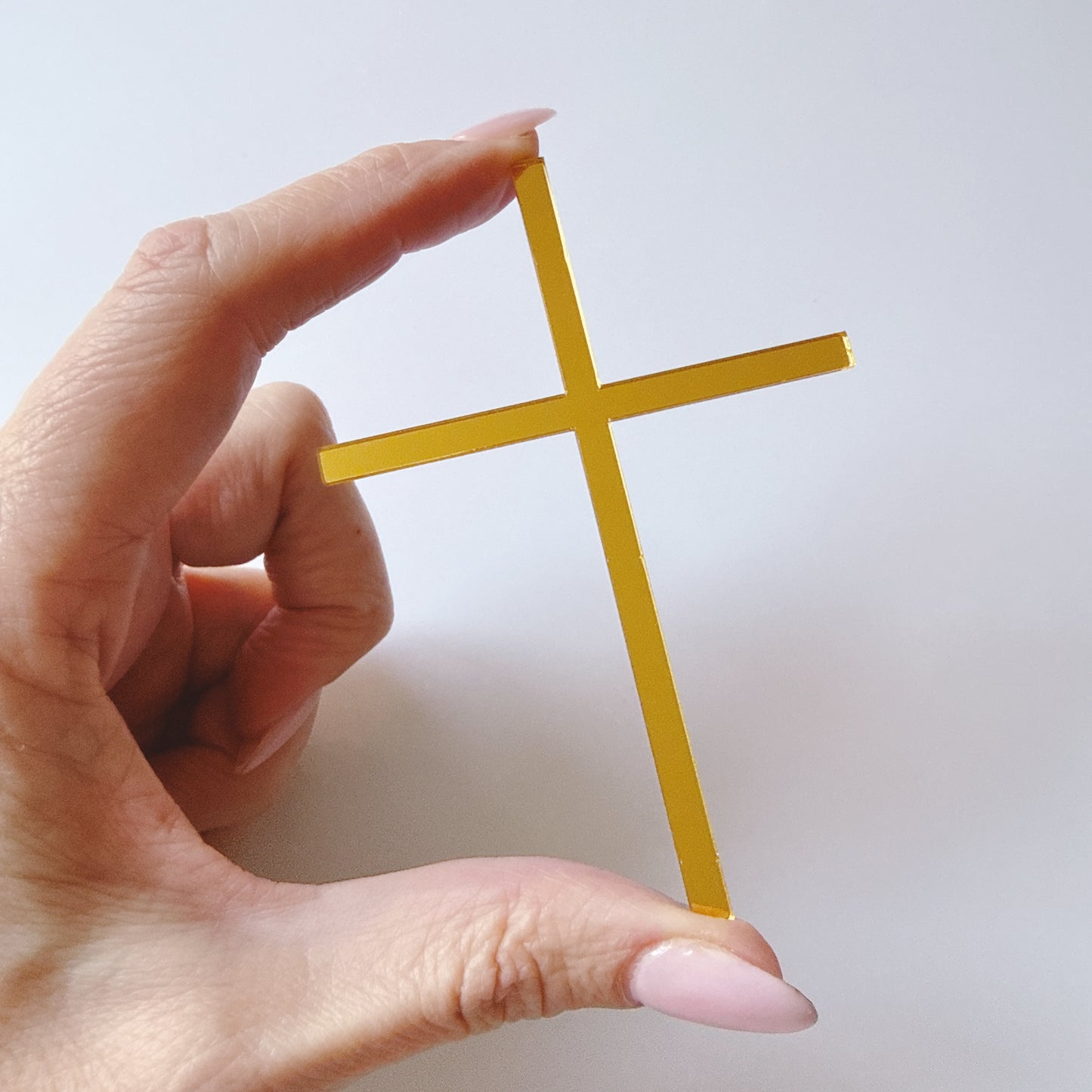 Acrylic Cross Fropper Gold Thin 7cm x 10cm