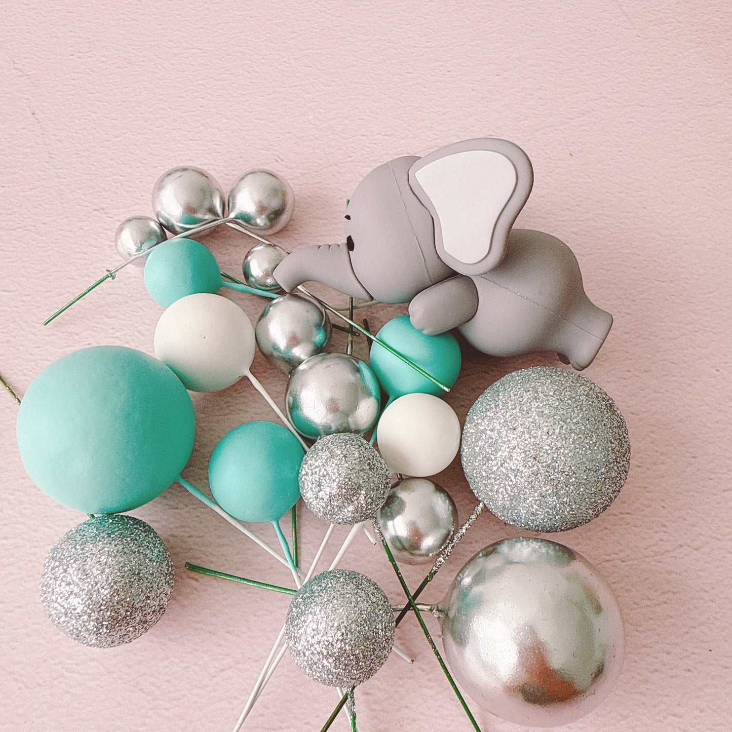 Cute Elephant Cake Topper Decorations Set - 20 Pieces