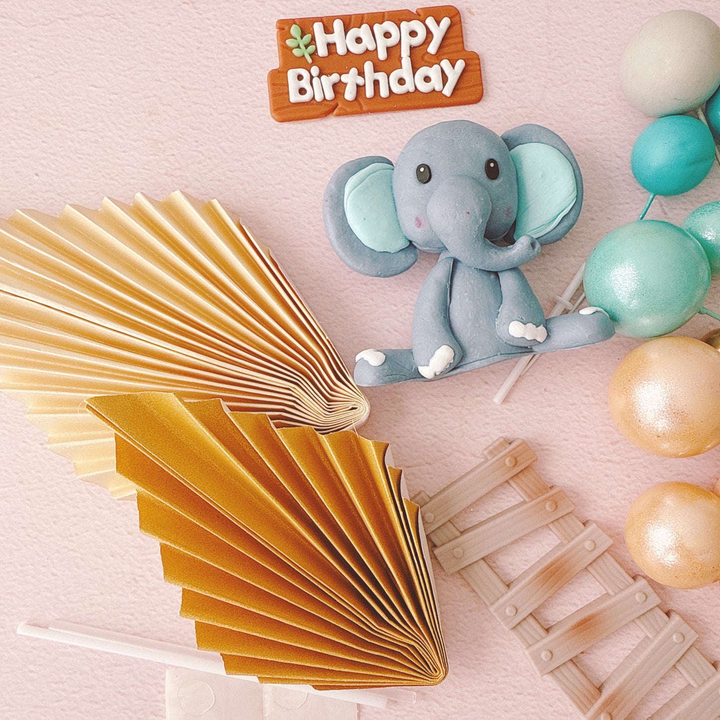Elephant Cake Topper Decorations Set - 29 Pieces