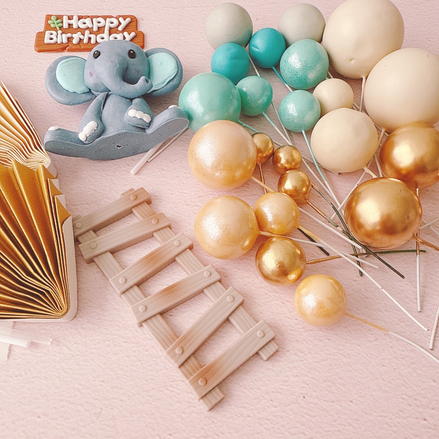 Elephant Cake Topper Decorations Set - 29 Pieces