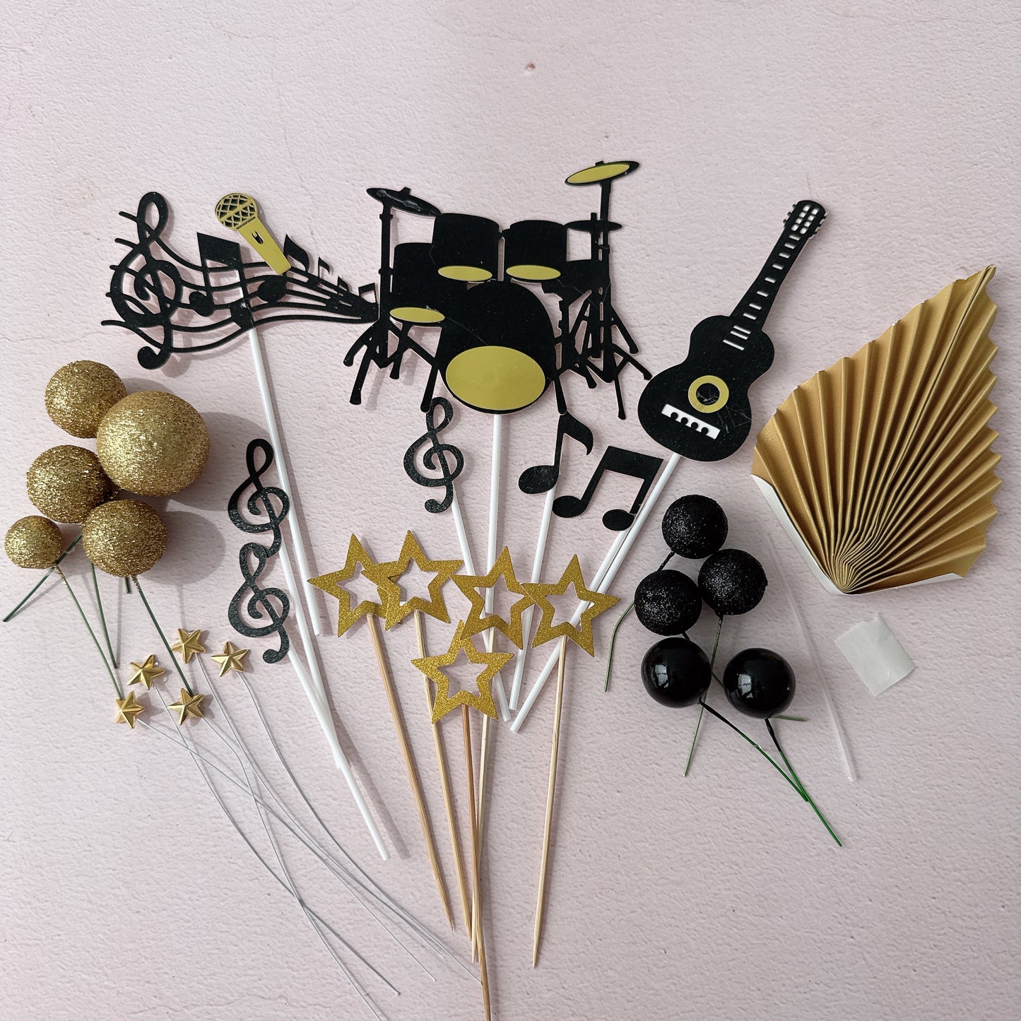 Music Drum Cake Topper Decorations Set - 29 Pieces