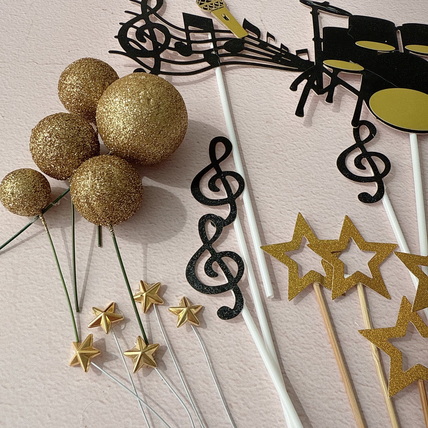 Music Drum Cake Topper Decorations Set - 29 Pieces