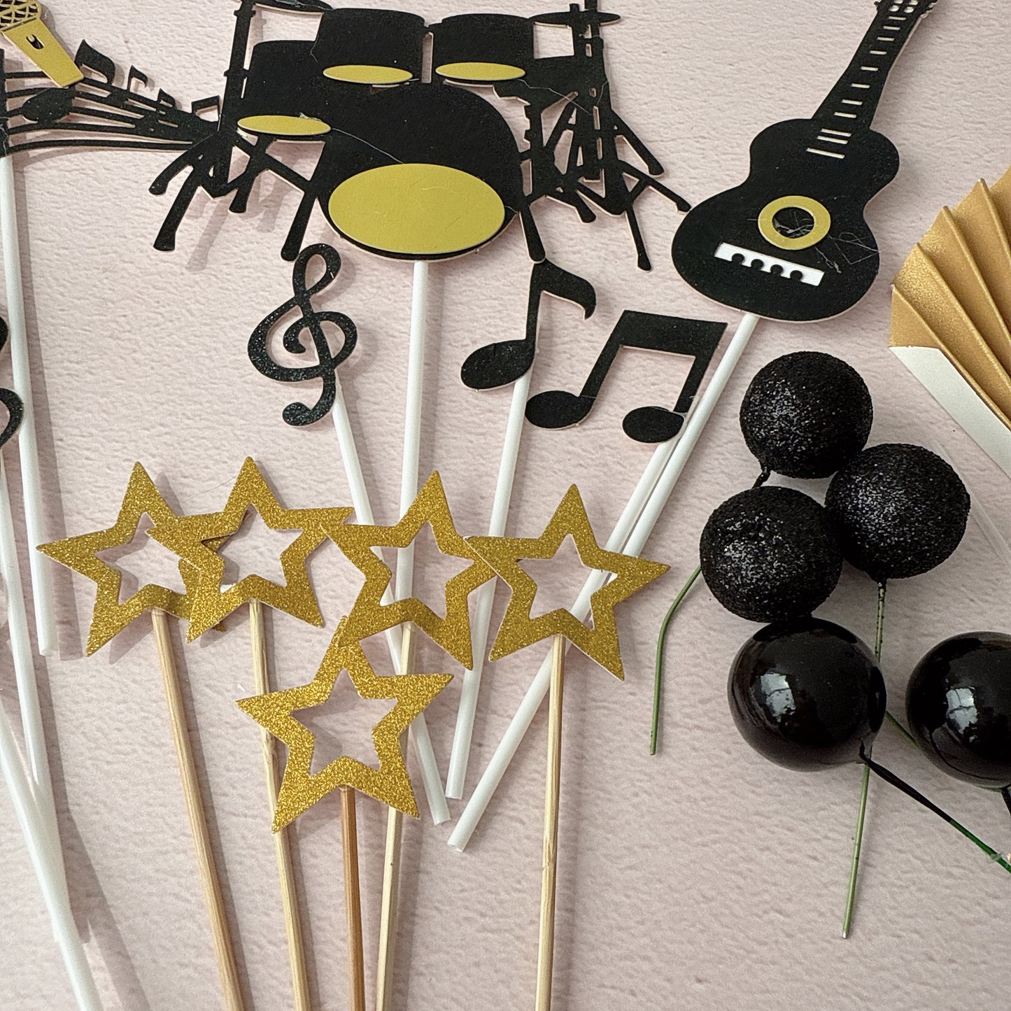 Music Drum Cake Topper Decorations Set - 29 Pieces