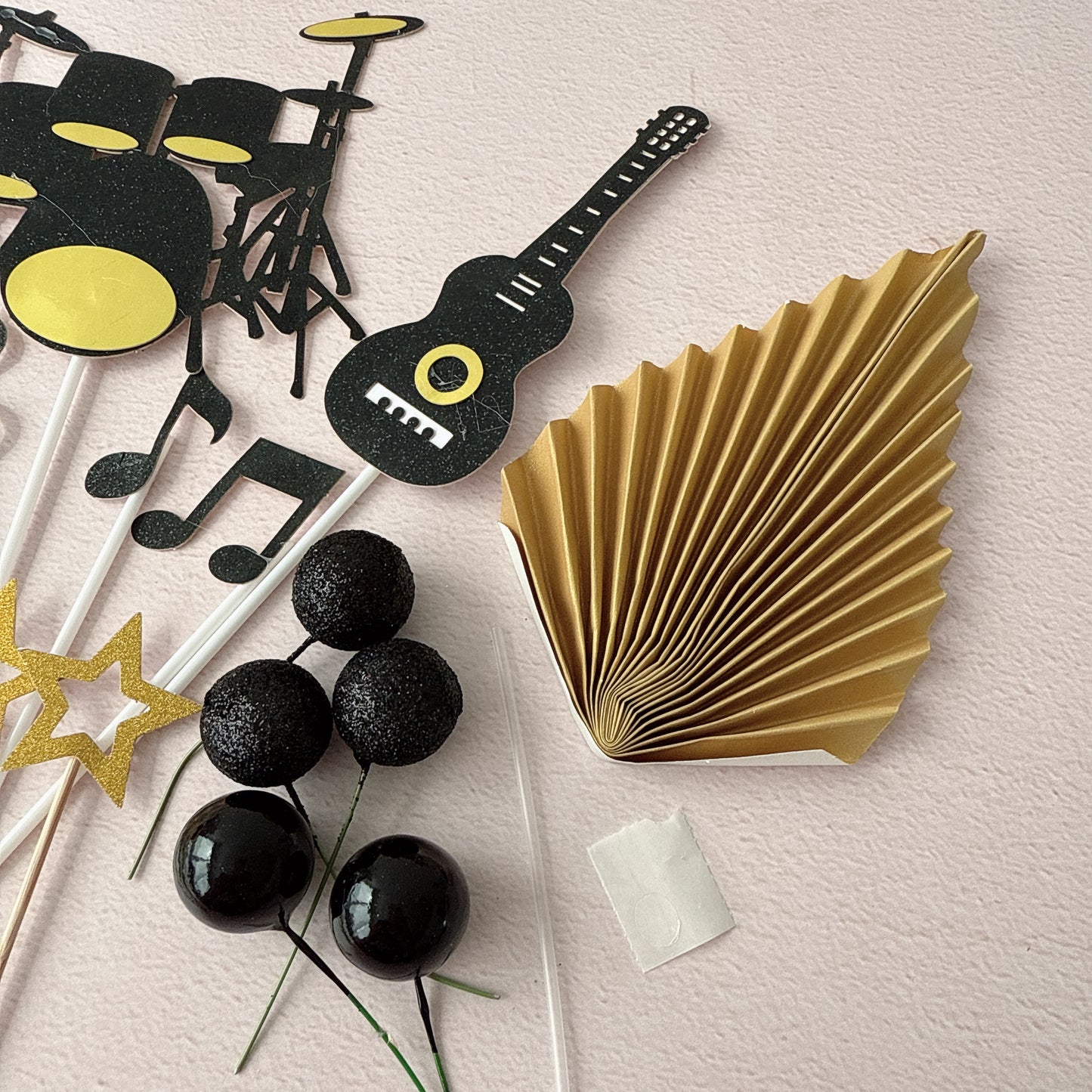 Music Drum Cake Topper Decorations Set - 29 Pieces