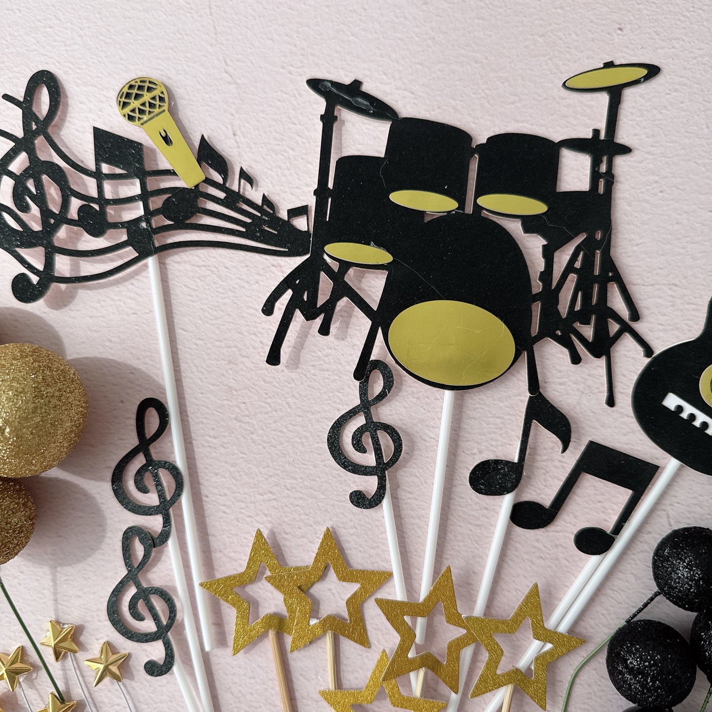 Music Drum Cake Topper Decorations Set - 29 Pieces