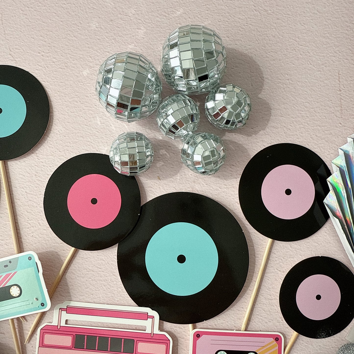 80’s Disco Party Cake Topper Decorations Set - 30 Pieces