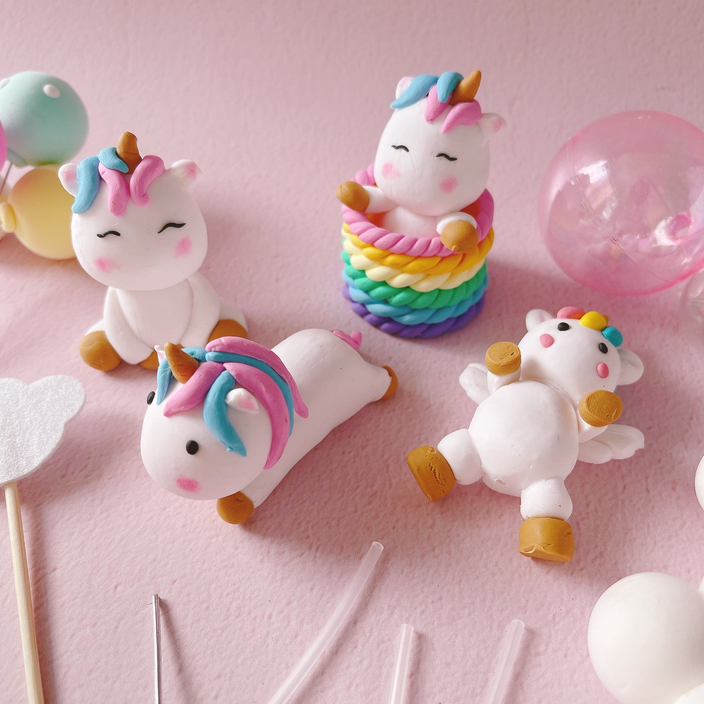 Unicorn Balloon Cake Topper Decorations Set - 17 Pieces