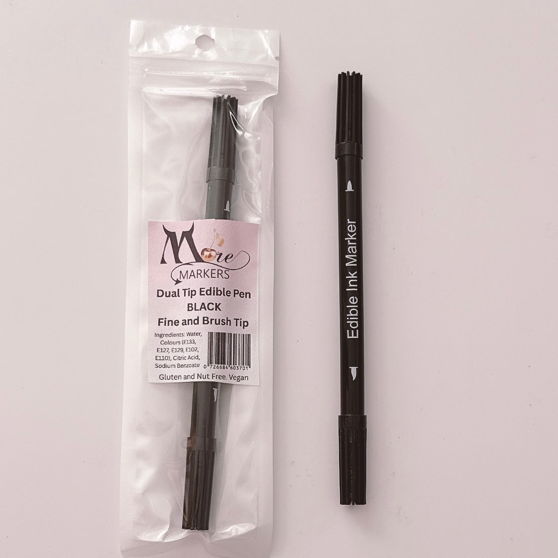 More Marker - Black - Double Ended Food Marker Pen - Brush Tip and Fine Tip