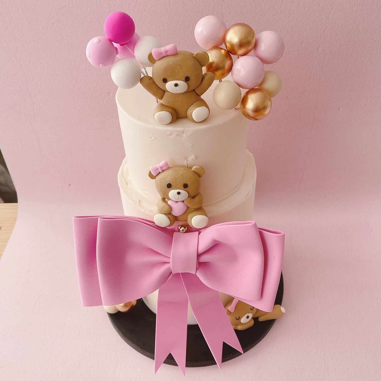 Baby Pink Teddy Bears Cake Topper Decorations Set - 20 Pieces