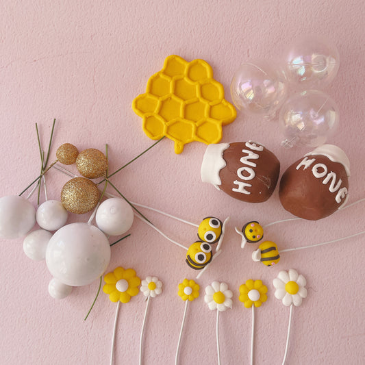 Honey Bee Cake Topper Decoration Set - 25 Pieces