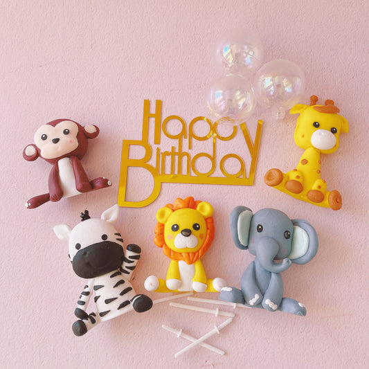 Jungle Animals Cake Topper Decorations - 9 Pieces