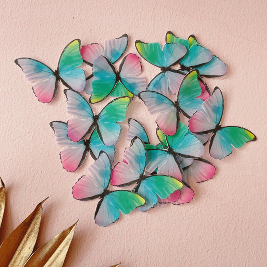 Edible Wafer Paper Butterflies Unicorn Colours - Precut packs of 24