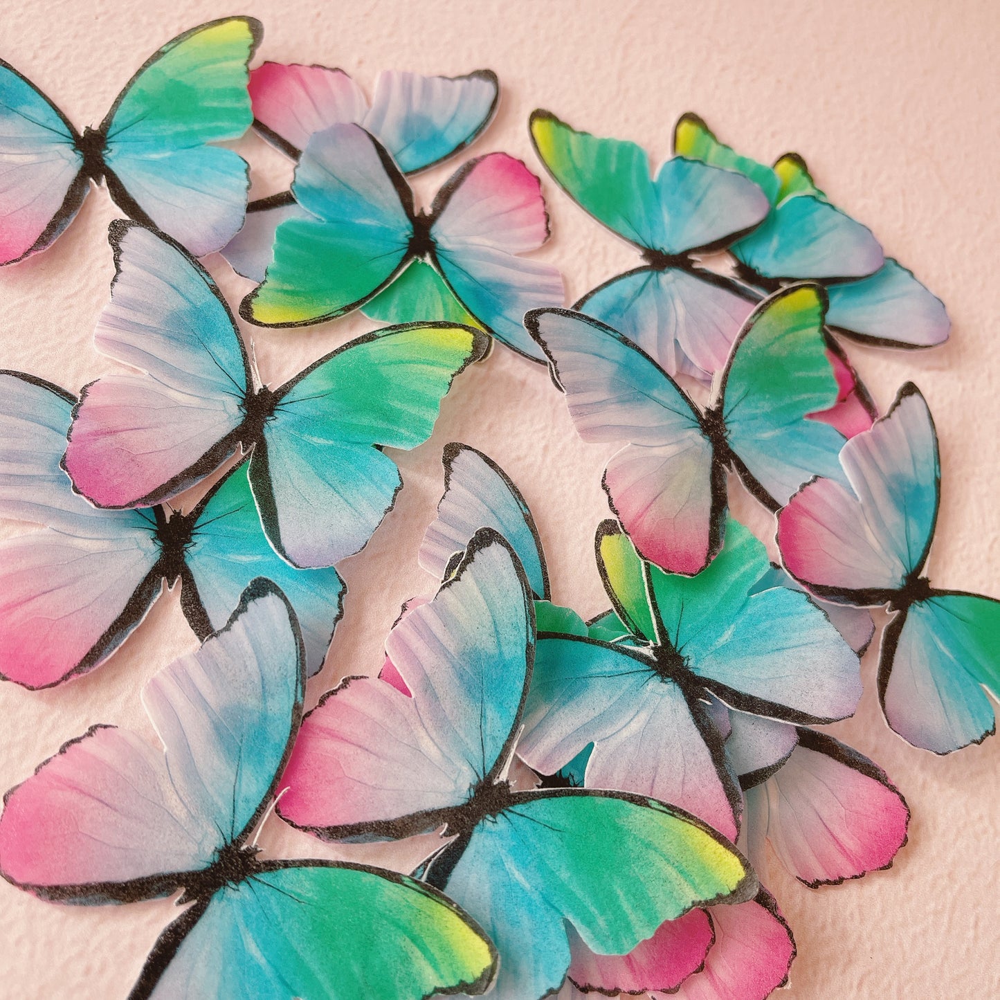 Edible Wafer Paper Butterflies Unicorn Colours - Precut packs of 24