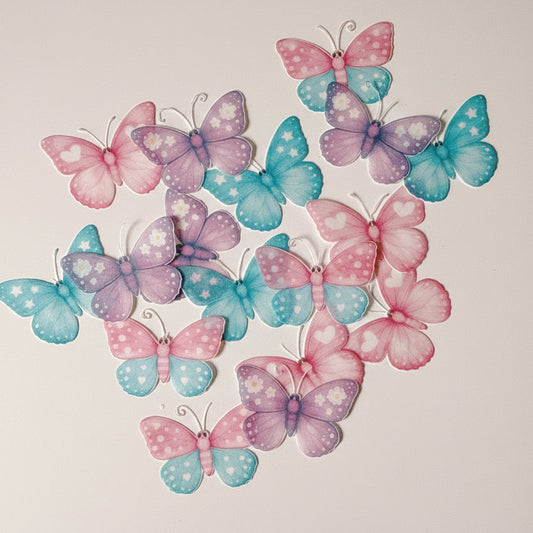 Edible Wafer Paper Butterflies Pastel Flutter Four - Pack of 24