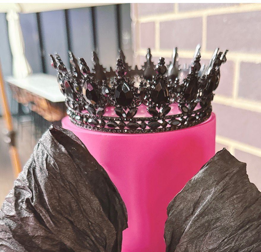Black Diamante Crown Tiara Cake Topper - Drama to the max!