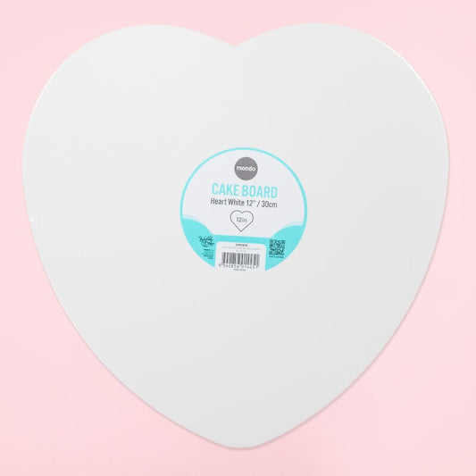 Masonite/MDF Heart Shaped Cake Presentation Boards - White  - 12" 30cm