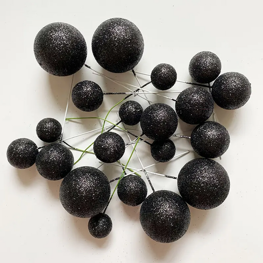 Black Glitter Cake Balls - Set of 15