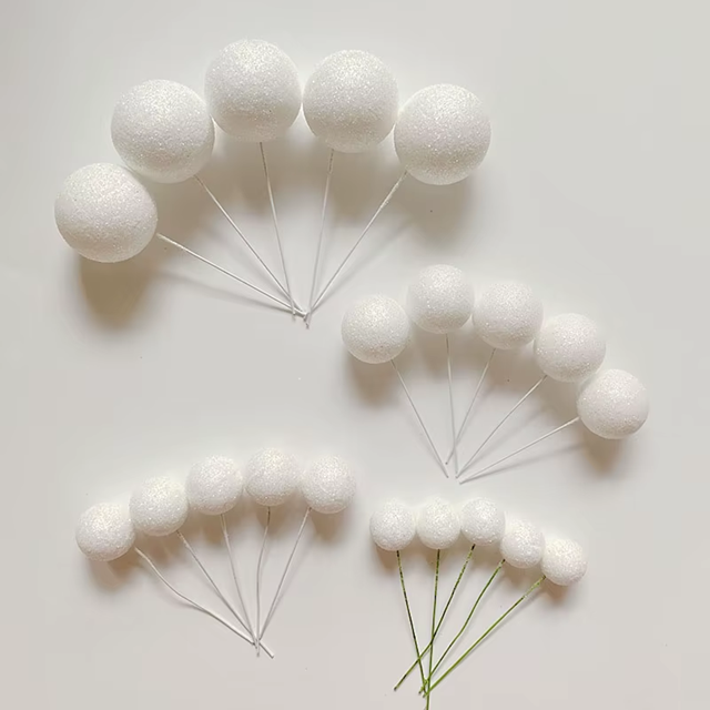 White Glitter Cake Balls - Set of 15
