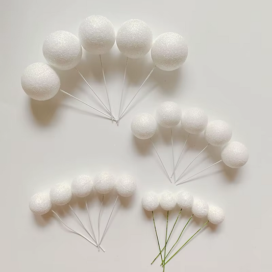 White Glitter Cake Balls - Set of 15