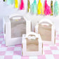 Cake Carry Box in White with Handle and Clear Window 8" x 8" x  7.8"